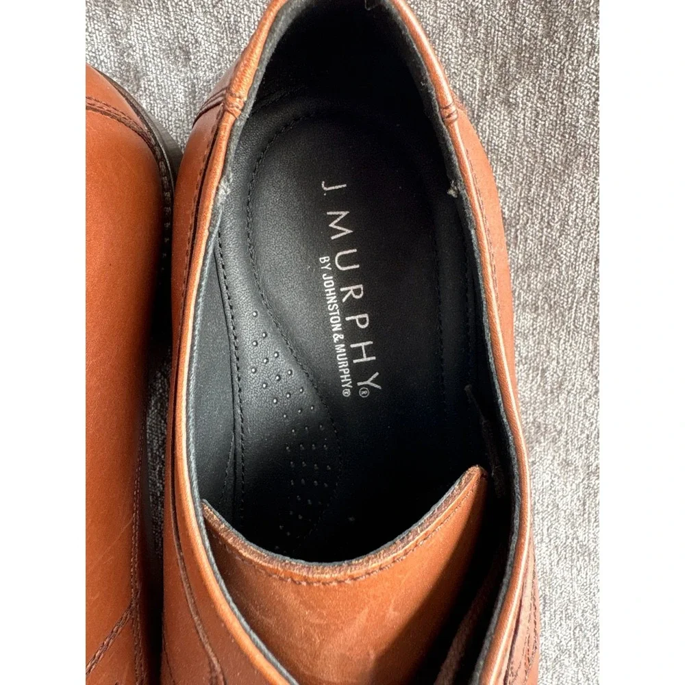Mens Sz 10W Johnston & Murphy J.Murphy Cap Toe Derby Oxfords Brown Leather